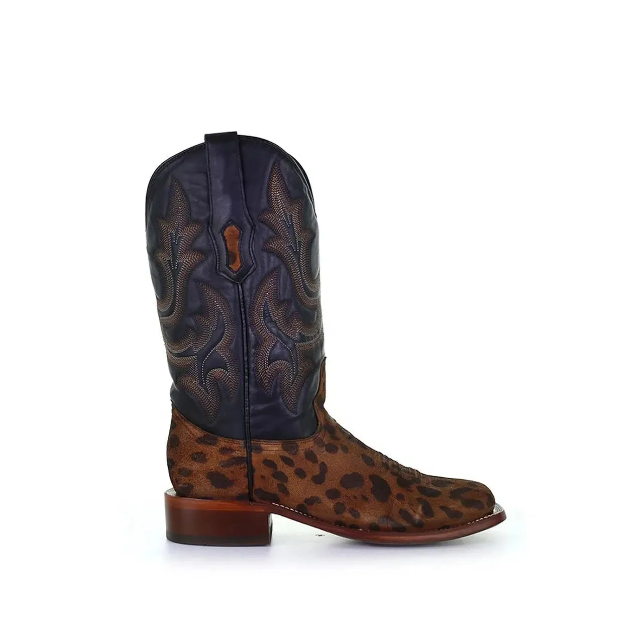 A4144 - Corral camel leopard western roper leather boots for women