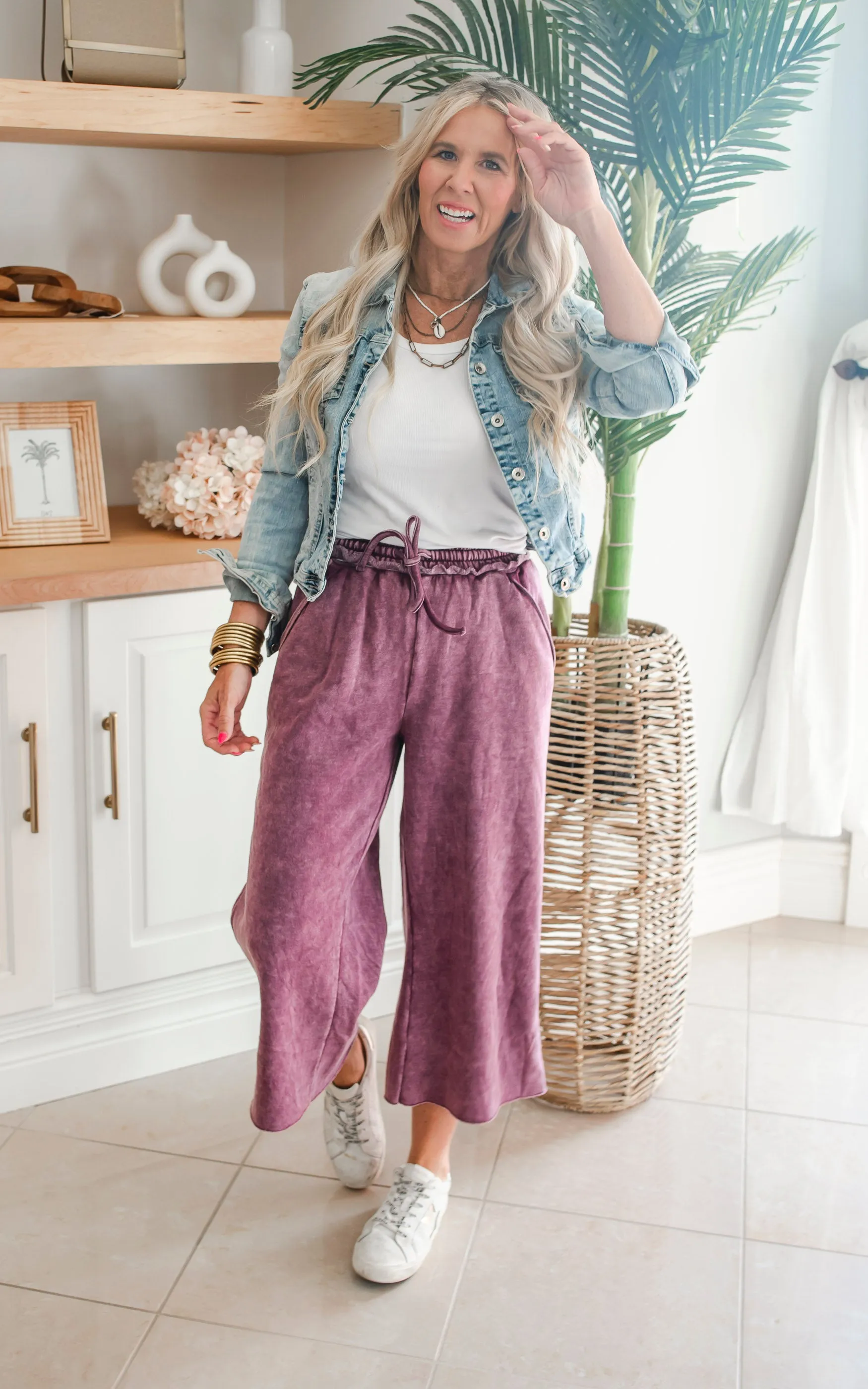 Acid Wash Palazzo SweatPants - Final Sale