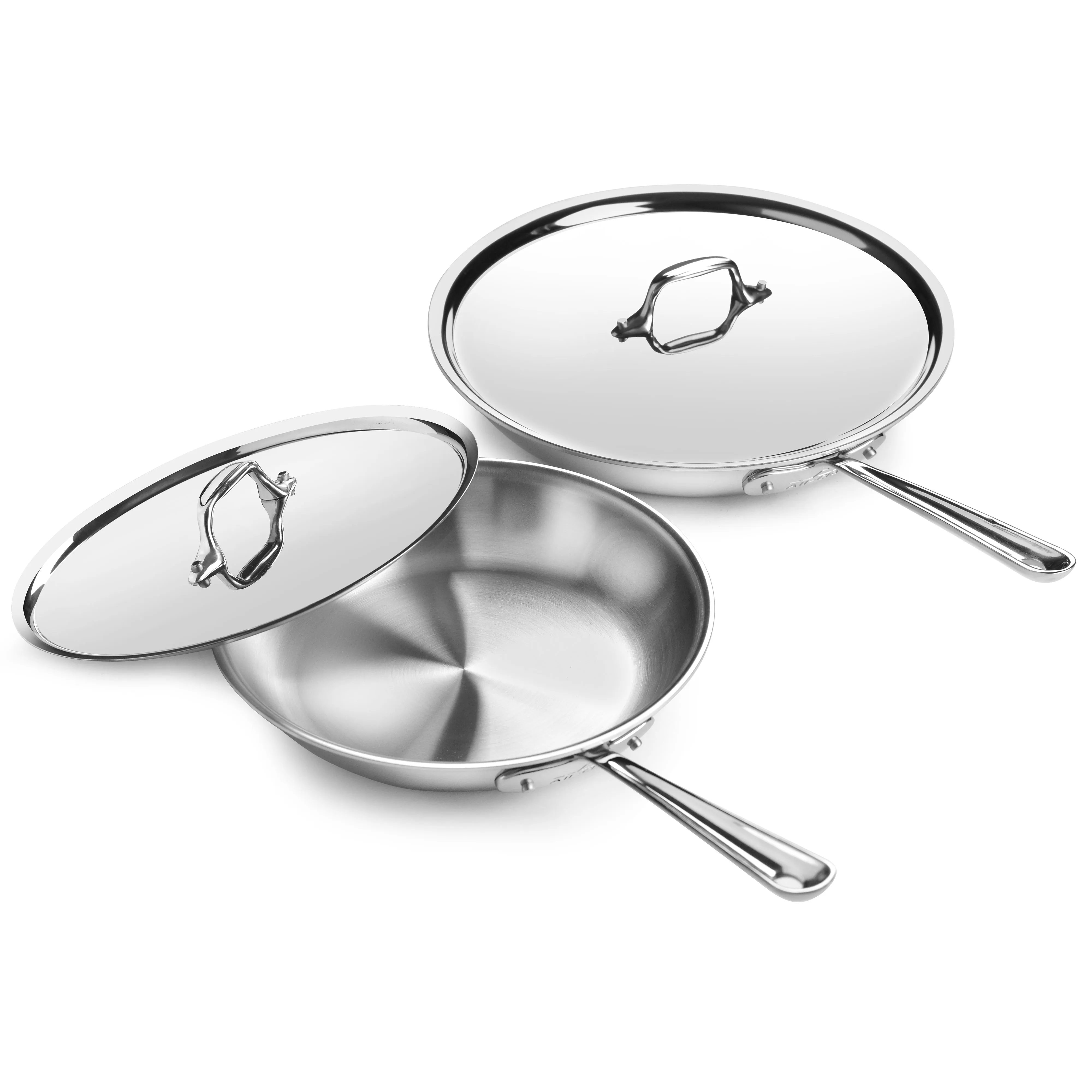 All-Clad d3 Stainless 10 & 12" Fry Pan Set with Lids