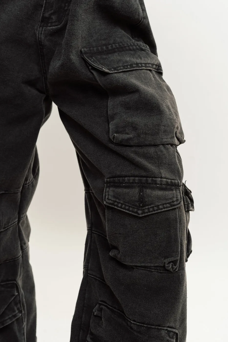 Black Multi Utility Cargo Jeans