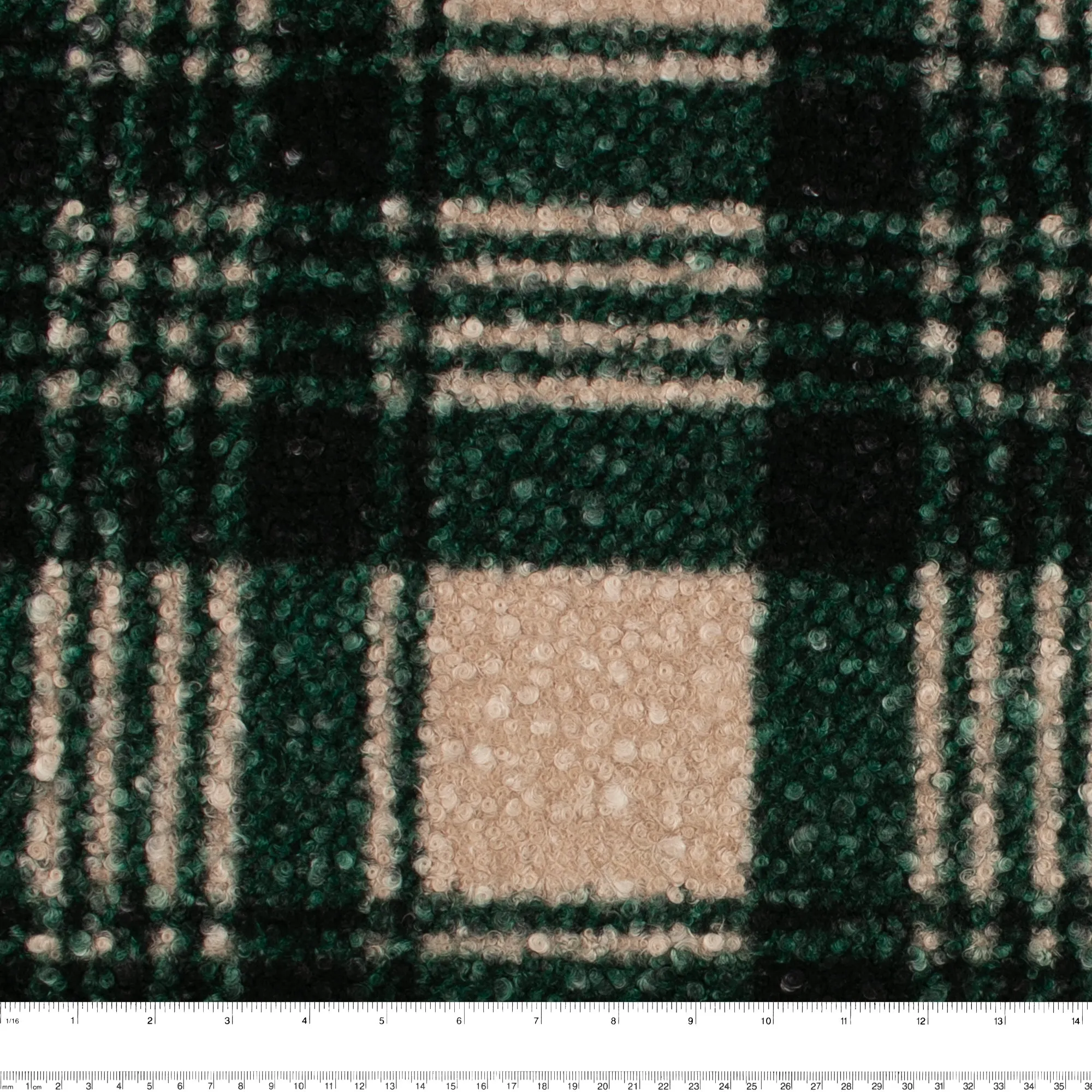 Bouclé Plaid Coating - CURLY - Green