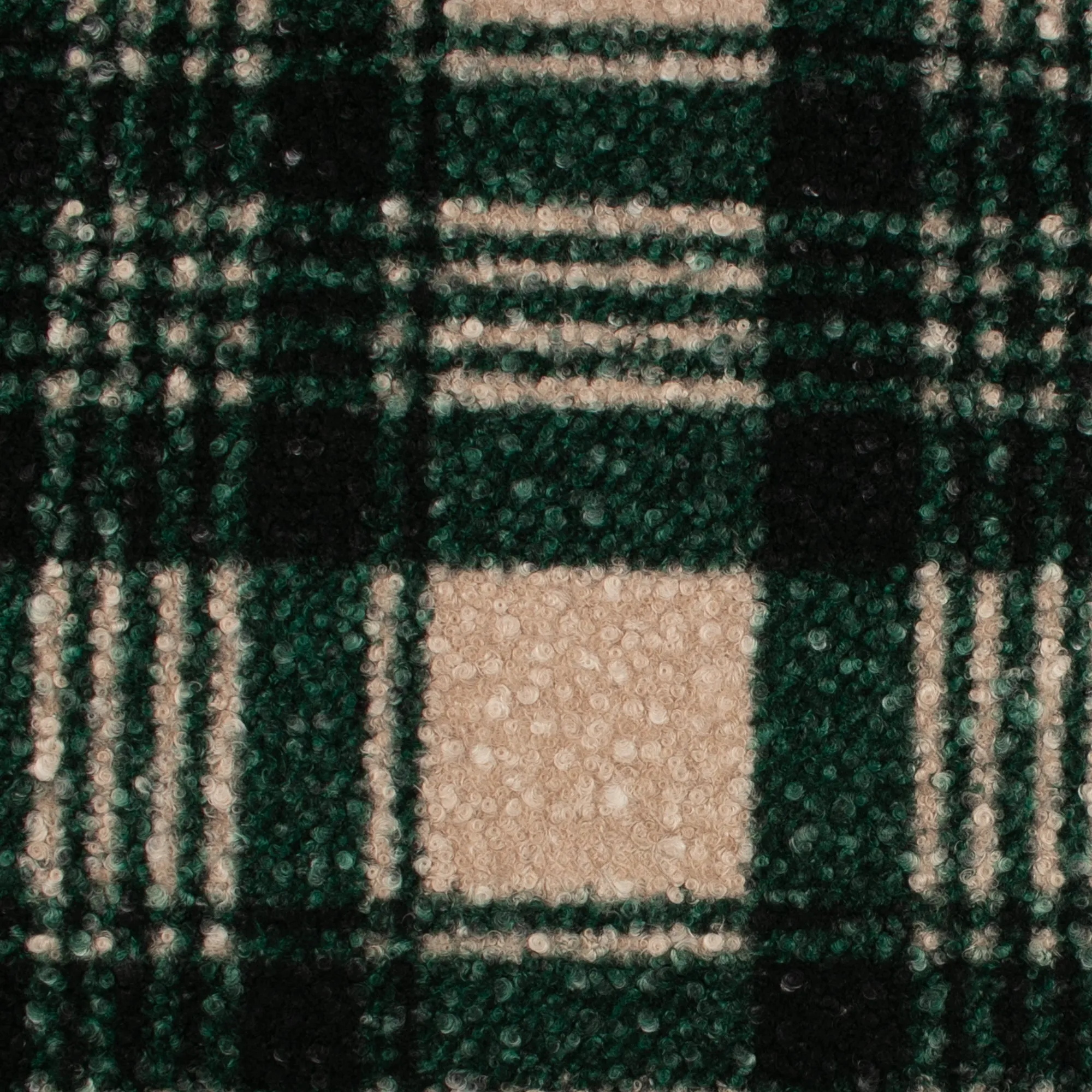 Bouclé Plaid Coating - CURLY - Green