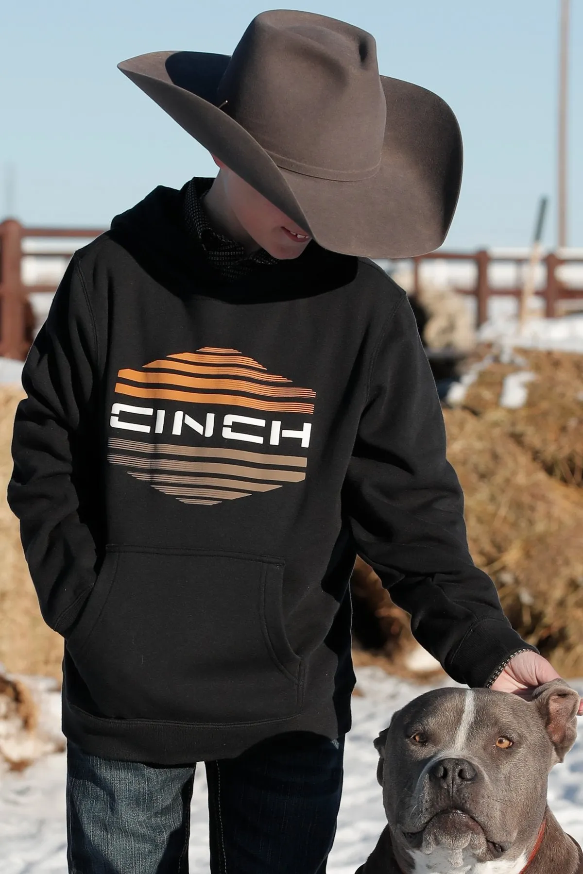 Cinch Youth Boy's Black Logo Hoodie