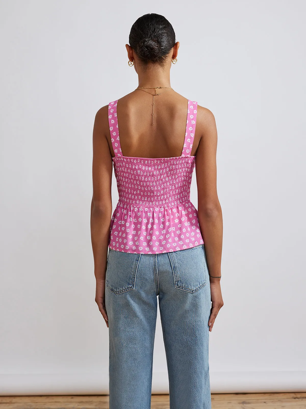 Clementine Pink Ditsy Floral Top