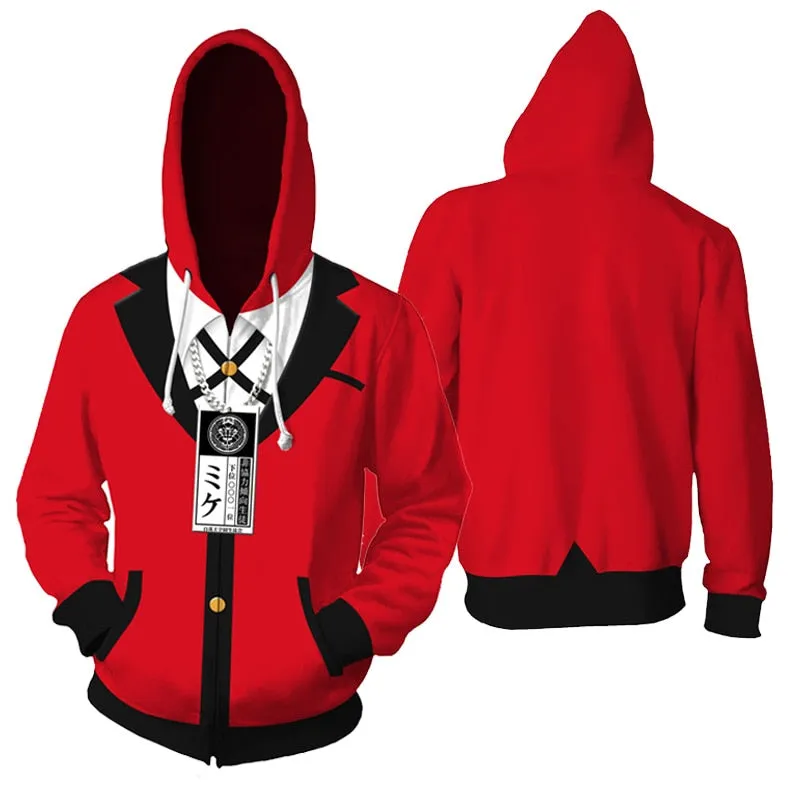 Costumes Kakegurui Compulsive Gambler Jabami Yumeko Cosplay Hoodies Yomoduki Runa Coats Adult Unisex Hooded Zipper Sweater