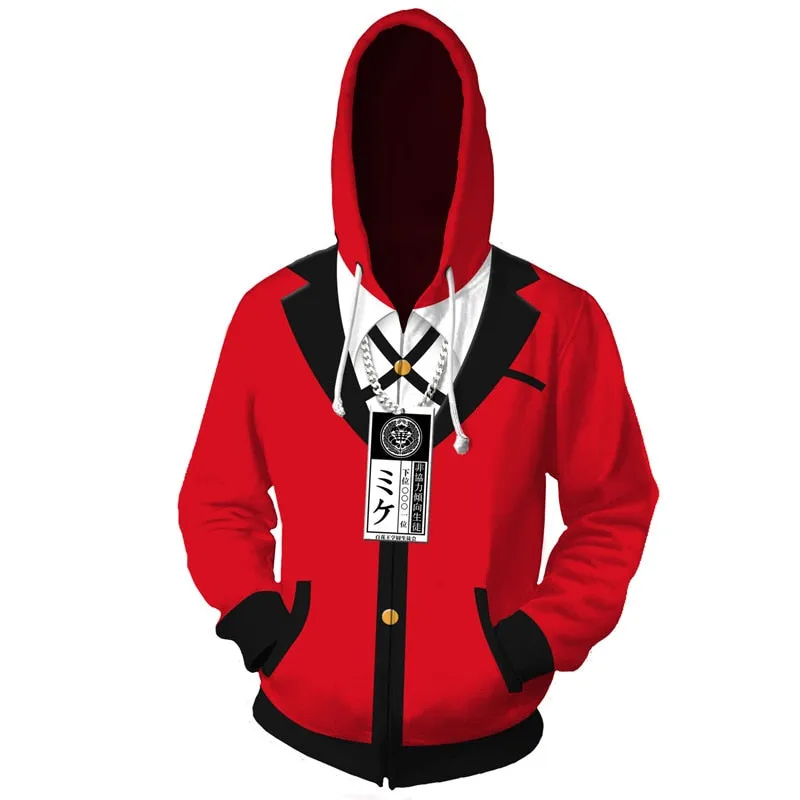 Costumes Kakegurui Compulsive Gambler Jabami Yumeko Cosplay Hoodies Yomoduki Runa Coats Adult Unisex Hooded Zipper Sweater