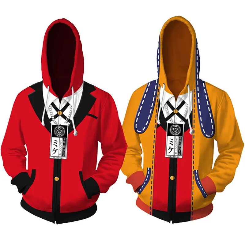 Costumes Kakegurui Compulsive Gambler Jabami Yumeko Cosplay Hoodies Yomoduki Runa Coats Adult Unisex Hooded Zipper Sweater