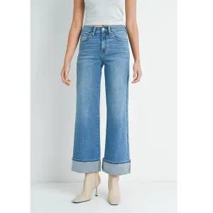 Cuffed Hem Palazzo Jeans