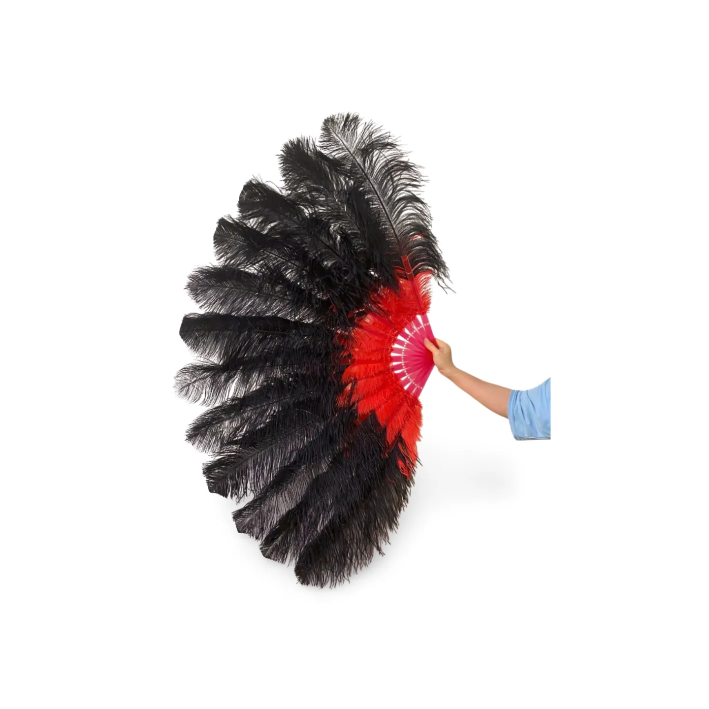 Custom mix color 2 Layers Ostrich Feather Fan 30''x 54'' with Travel leather Bag