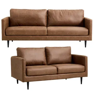 Durable Saddle Fabric Sofa Set w/ Steel Frame - Athena 2 3