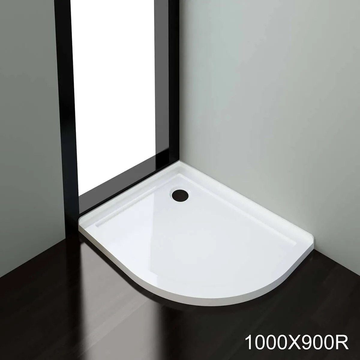 ELEGANT SHOWERS Light Weight Urethane-marble Curved Shower Base-900x1000mm