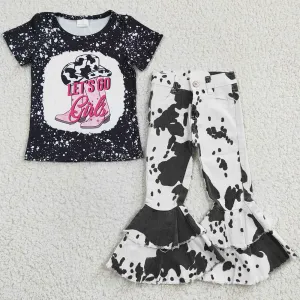 Fashion Baby Girls Clothes Short Sleeve T-shirt Ruffle Denim Bell Pants Jeans Outfits GSPO0497