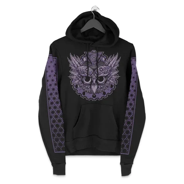 First Earth - Luna Owl Pullover Hoodie - Black/Purple