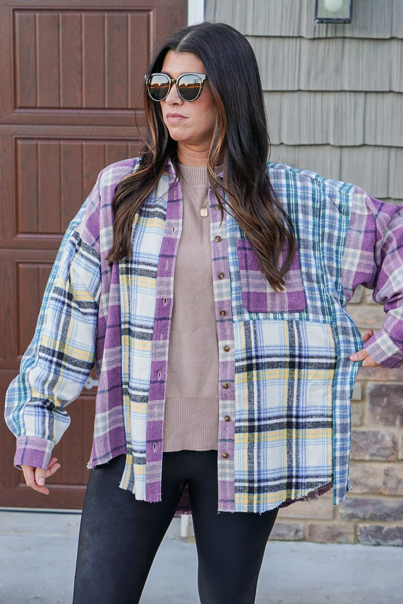 Flannel Season Lavender Plaid Shirt