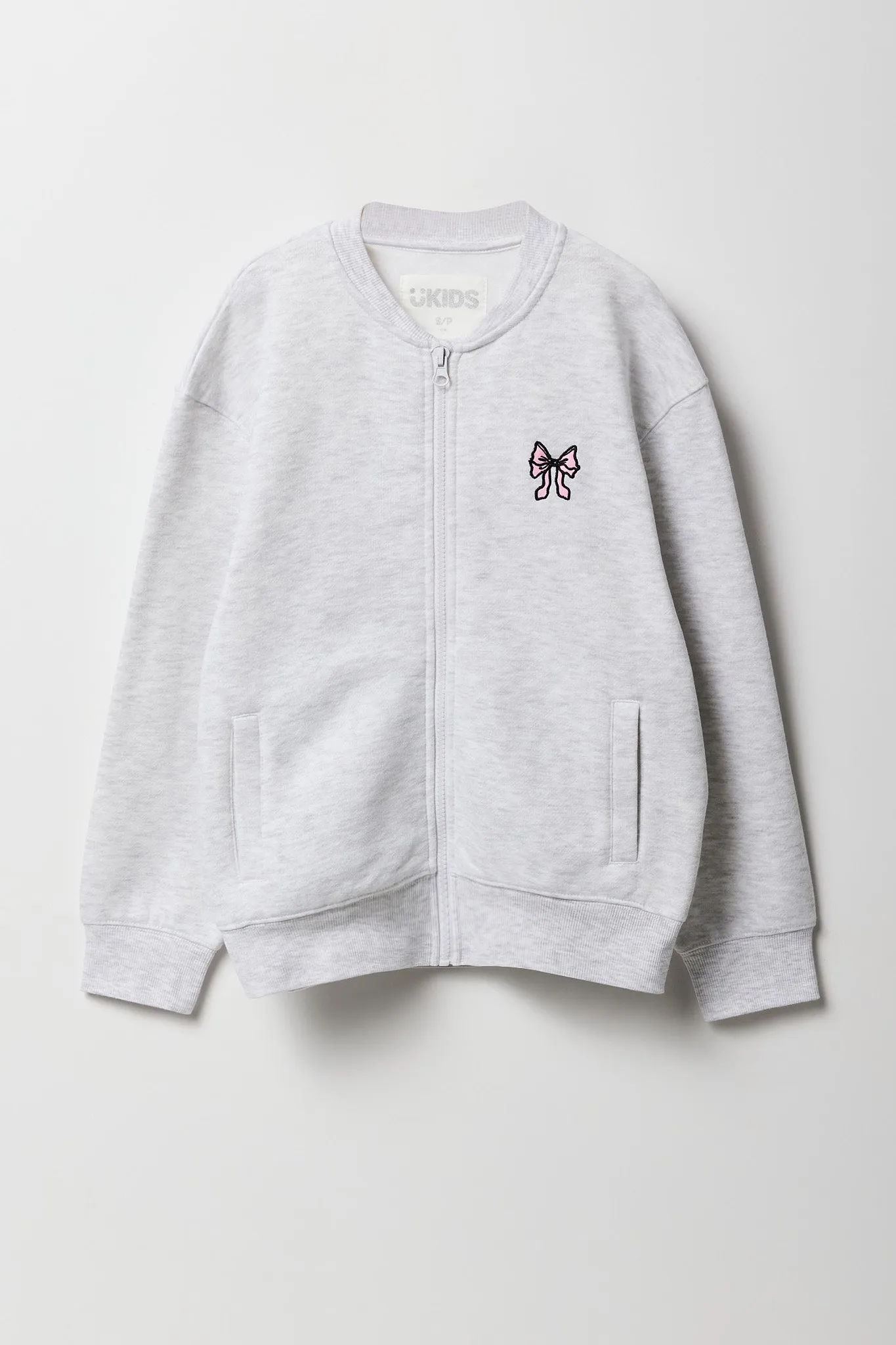 Girls Embroidered Fleece Bomber Jacket