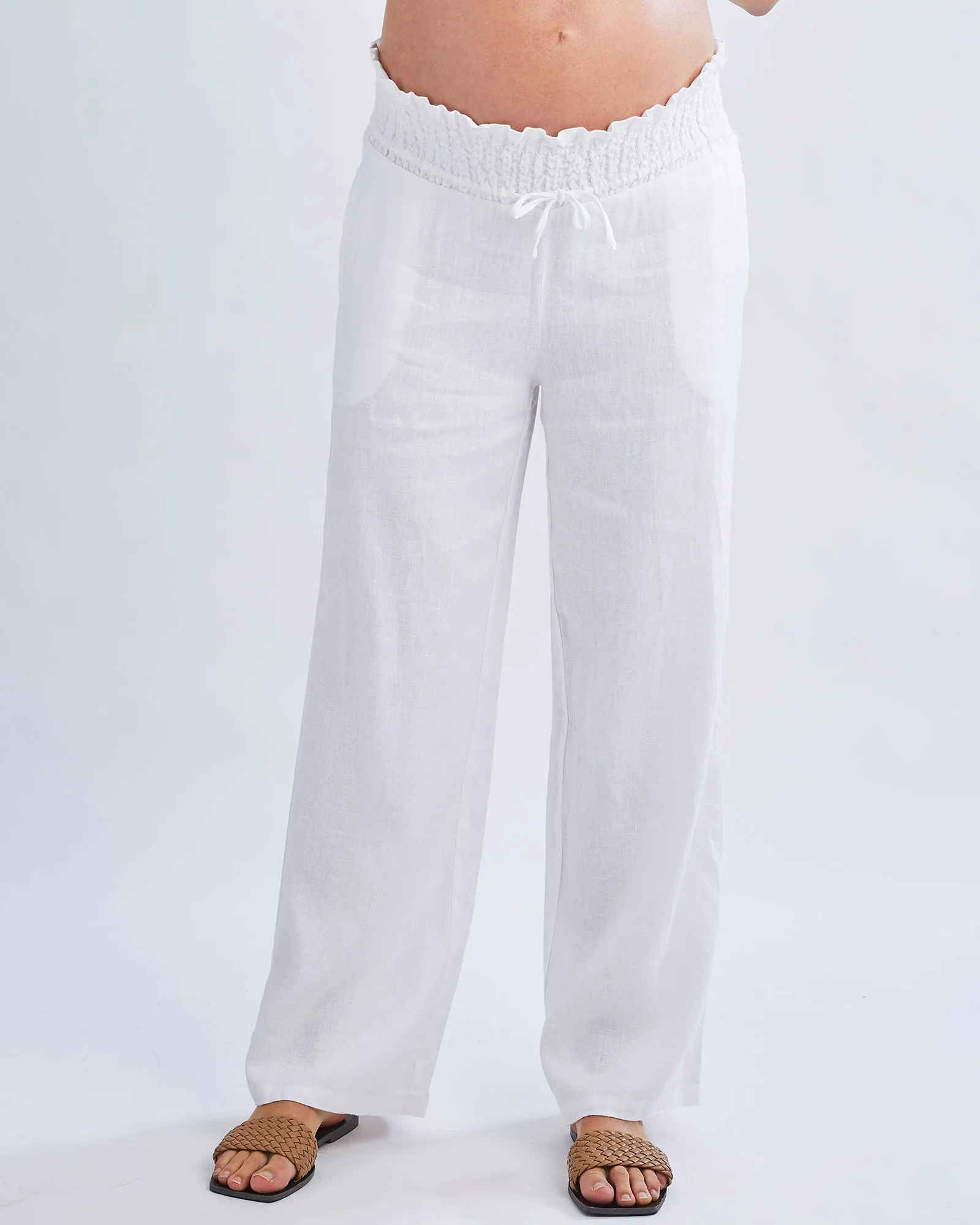 Giulia Maternity Linen Pants in White