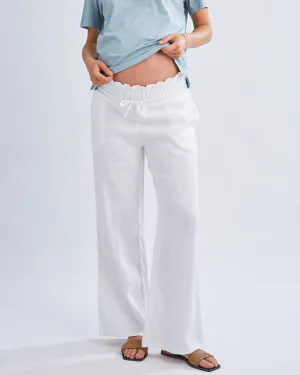 Giulia Maternity Linen Pants in White