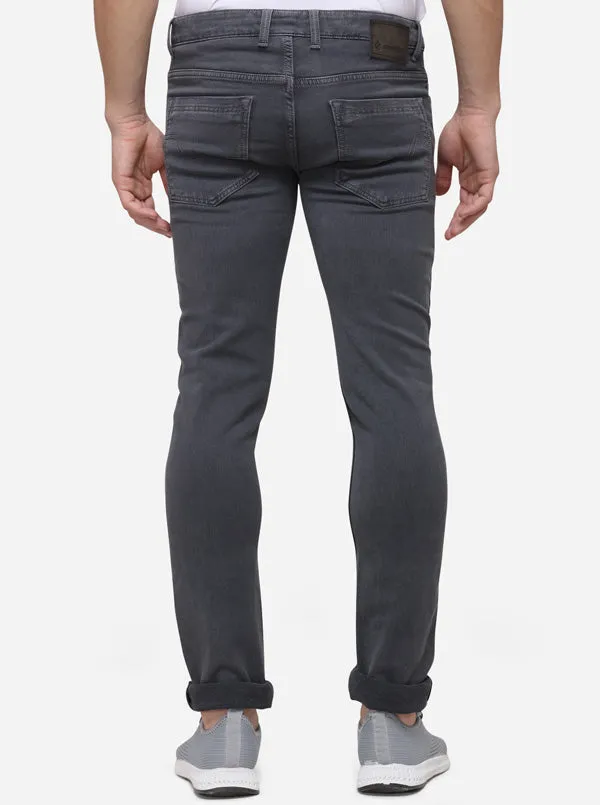 Grey Narrow Fit Solid Jeans | Greenfibre