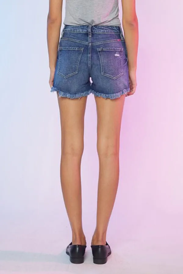 High-Rise Distressed Jean Shorts