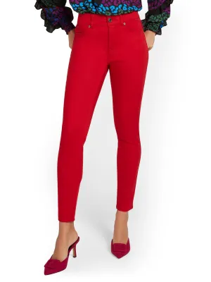 High-Waisted Super-Skinny Ankle Jeans - Coco Red