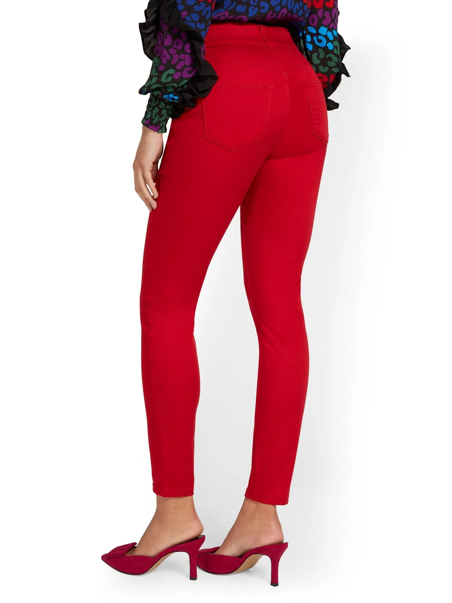 High-Waisted Super-Skinny Ankle Jeans - Coco Red