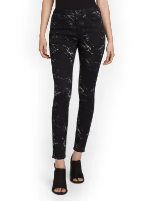 High-Waisted Super-Skinny Ankle Jeans - Marble