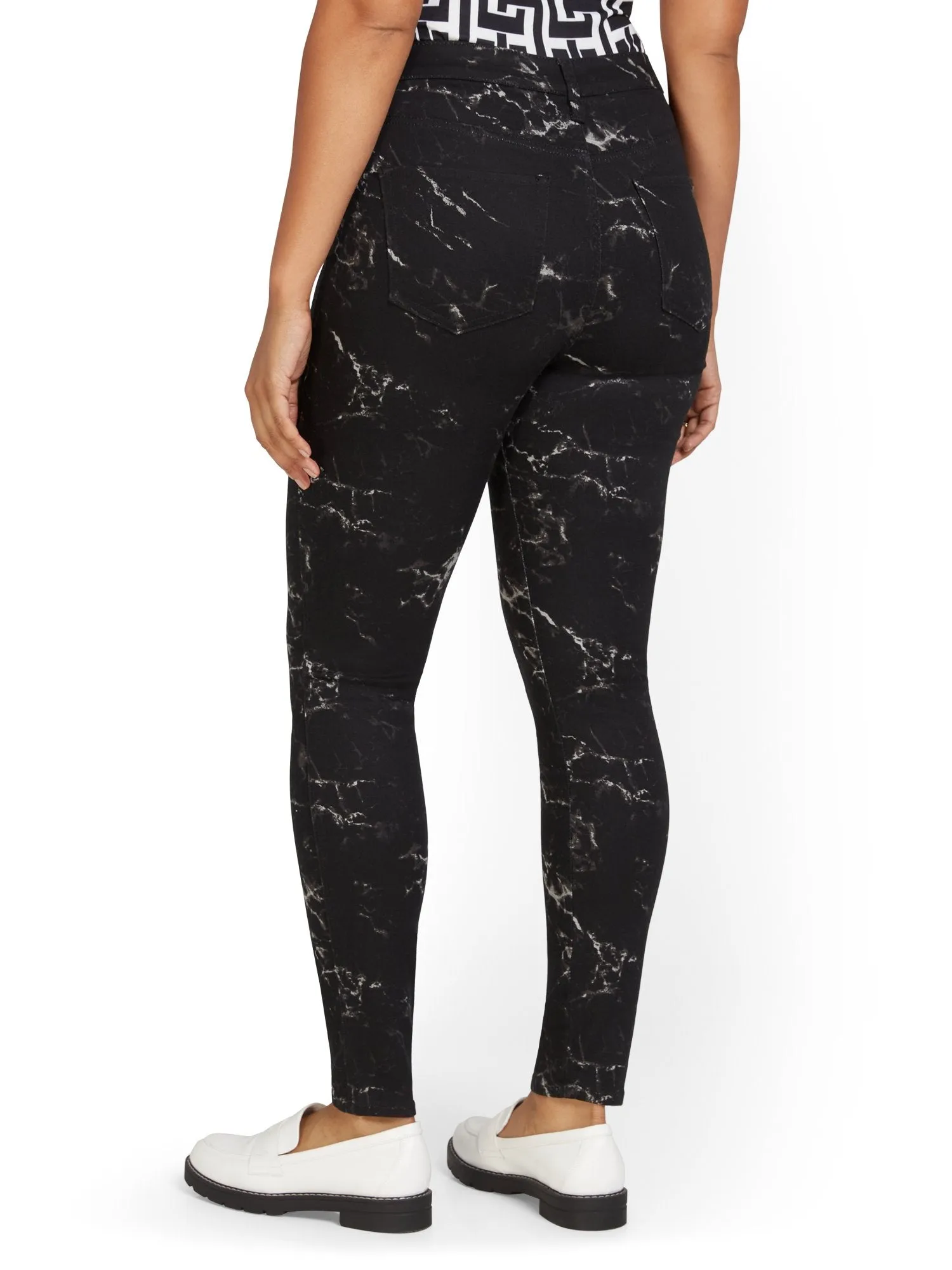 High-Waisted Super-Skinny Ankle Jeans - Marble