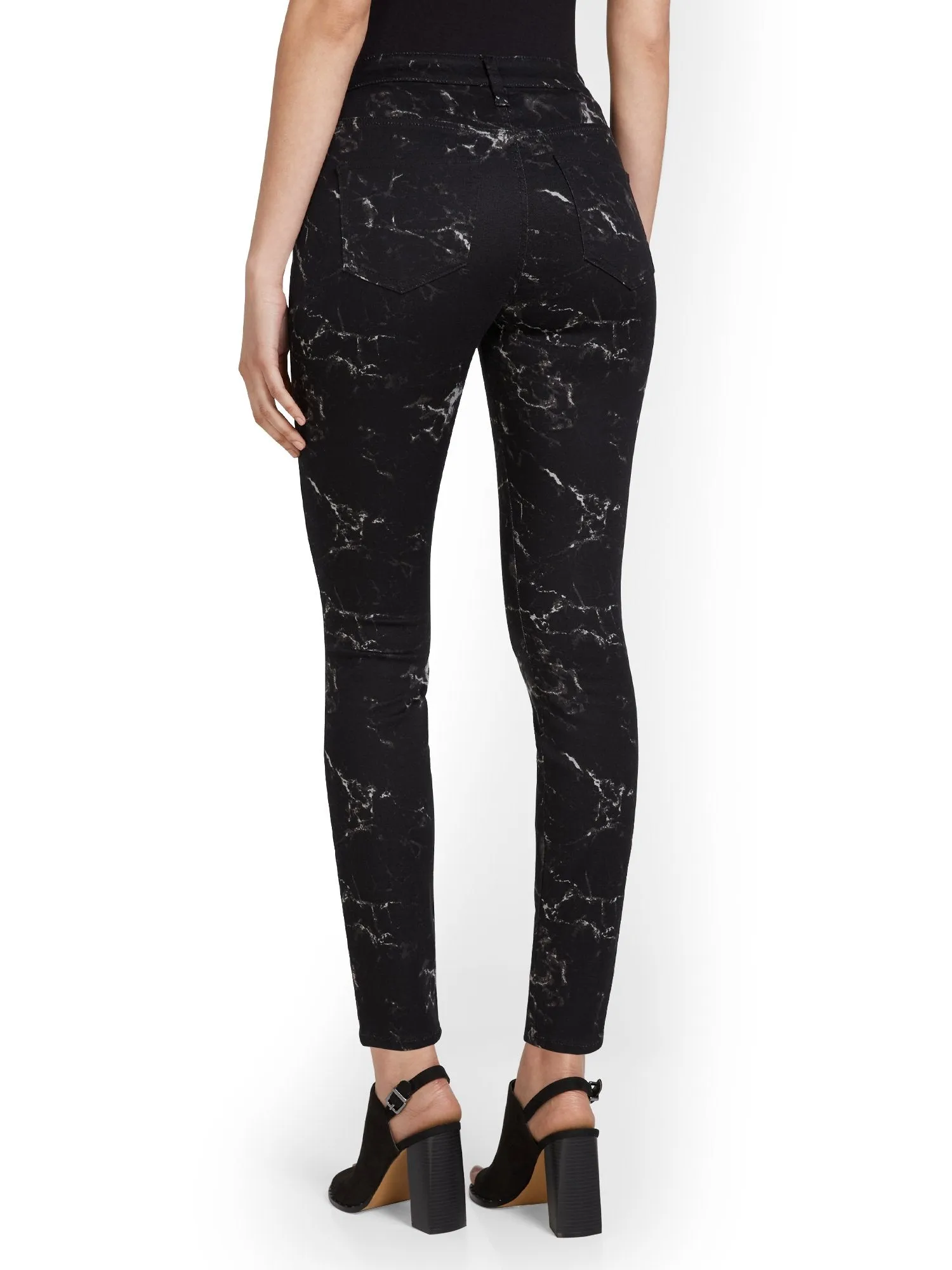 High-Waisted Super-Skinny Ankle Jeans - Marble