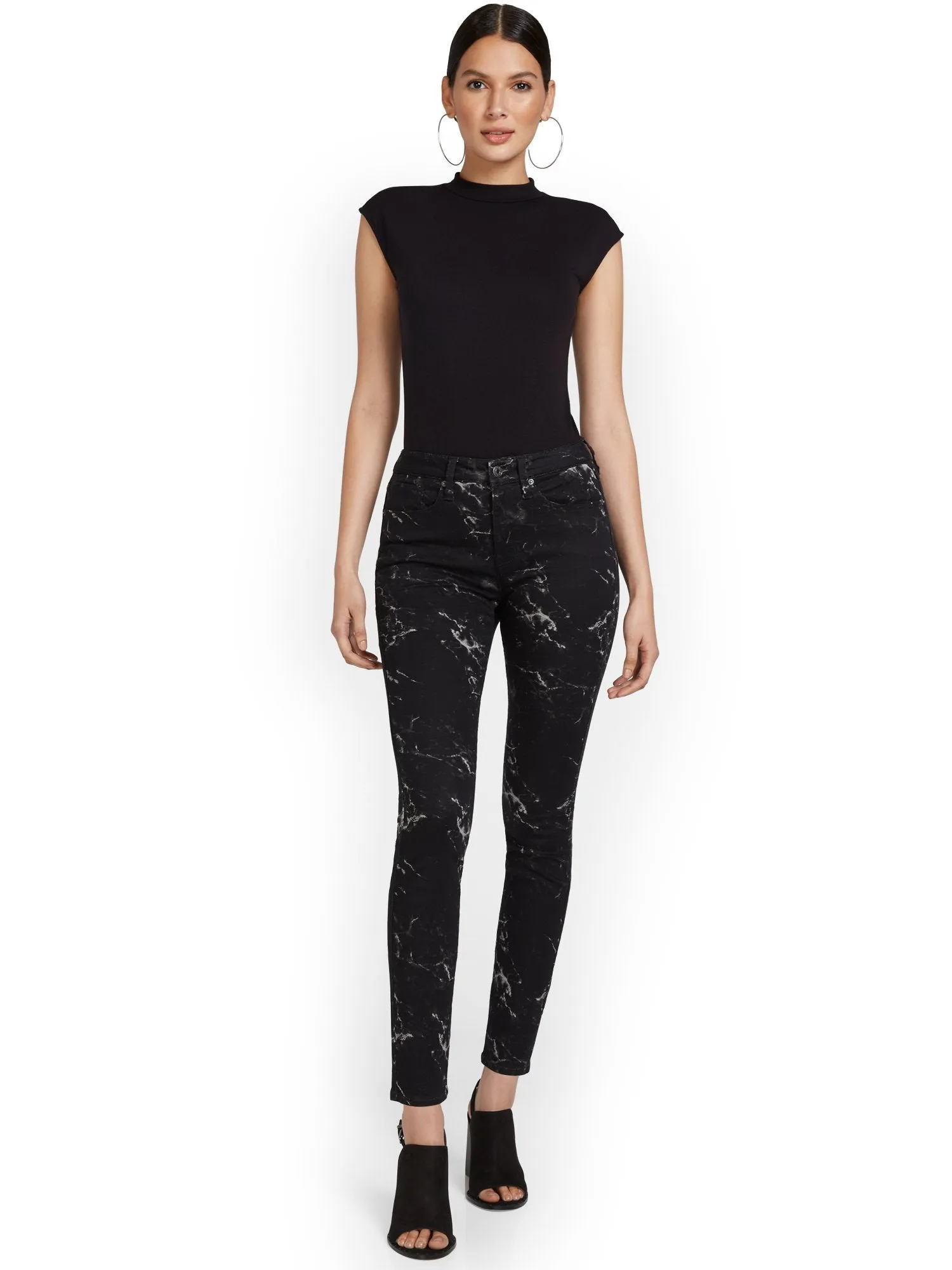 High-Waisted Super-Skinny Ankle Jeans - Marble