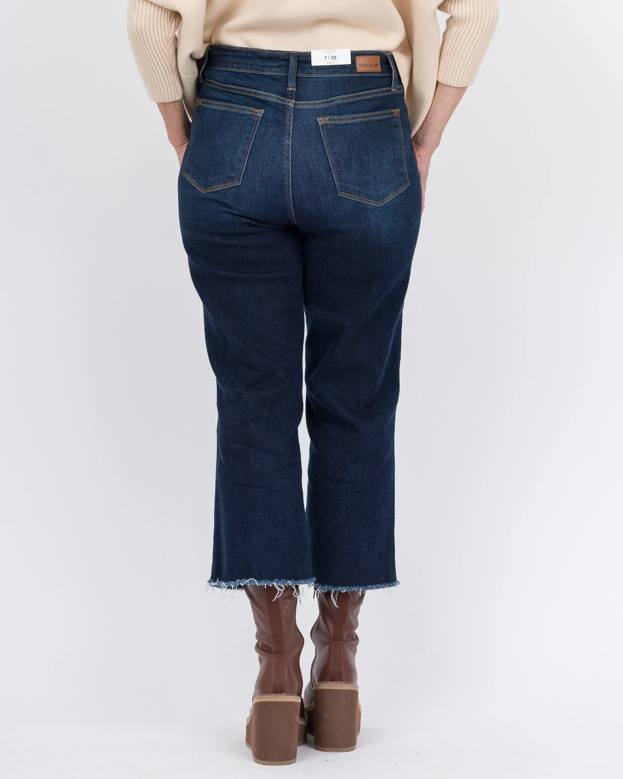 Judy Blue High Waist Crop Wide Leg Dark Wash Jeans