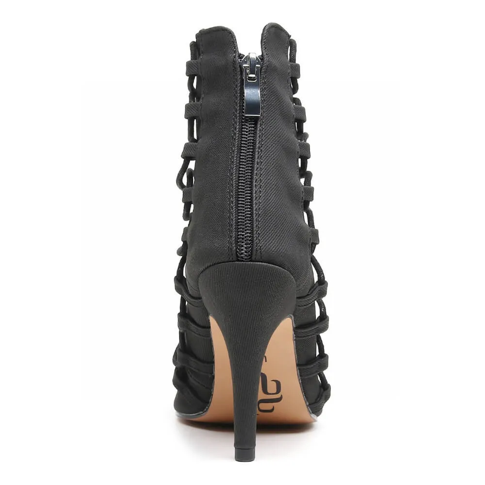 Karla - Black Corduroy - Suede Sole - Dance Floor Only