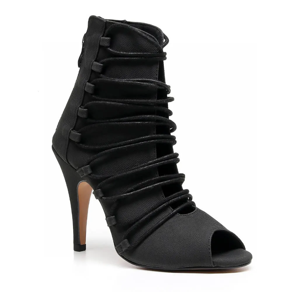 Karla - Black Corduroy - Suede Sole - Dance Floor Only