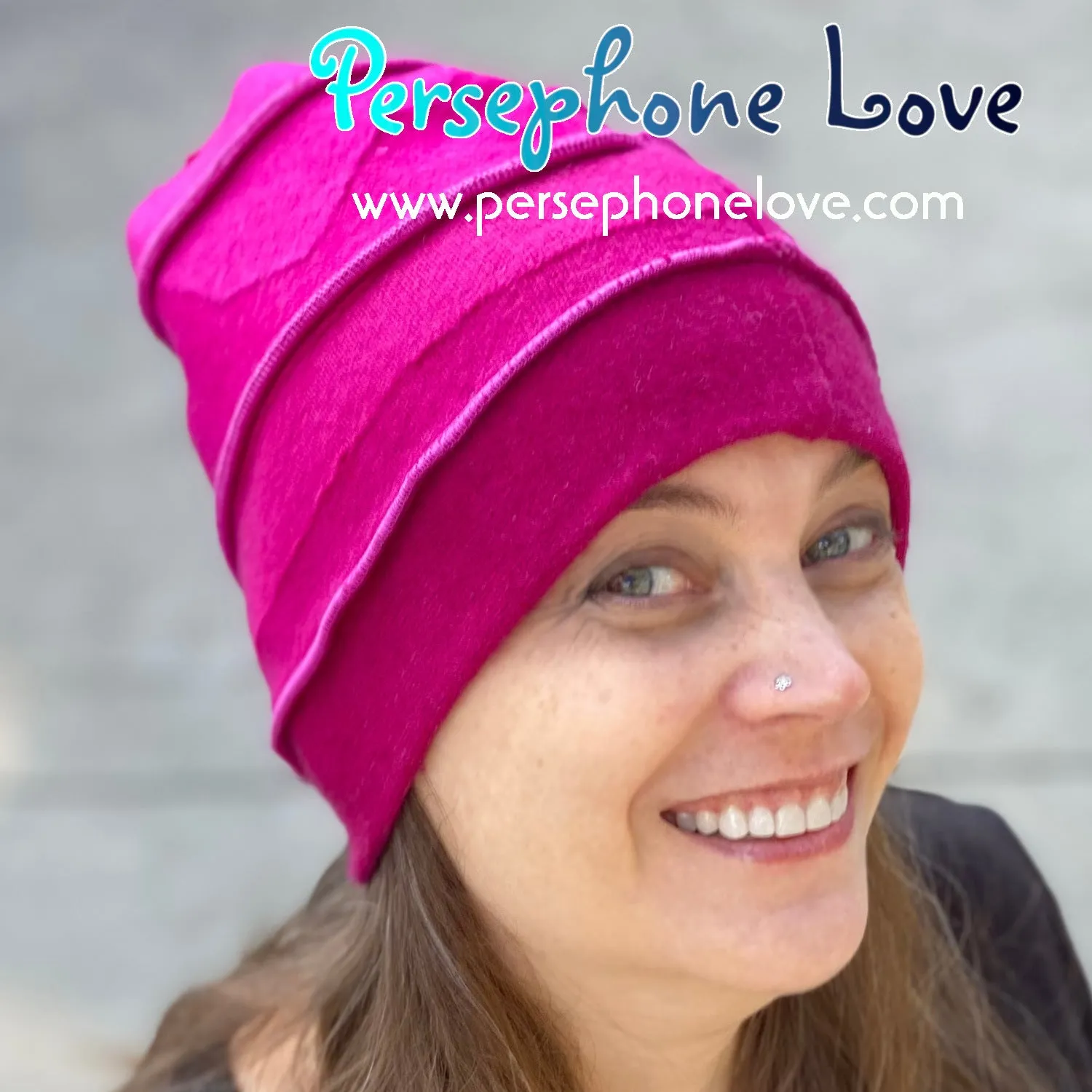 Katwise inspired pink magenta 100% felted cashmere recycled sweater elf hat-1451