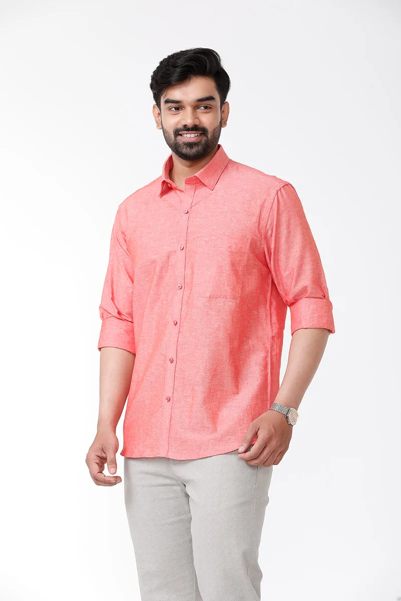 Linen Classic - Soft Red Formal Shirts for Mens | Uathayam