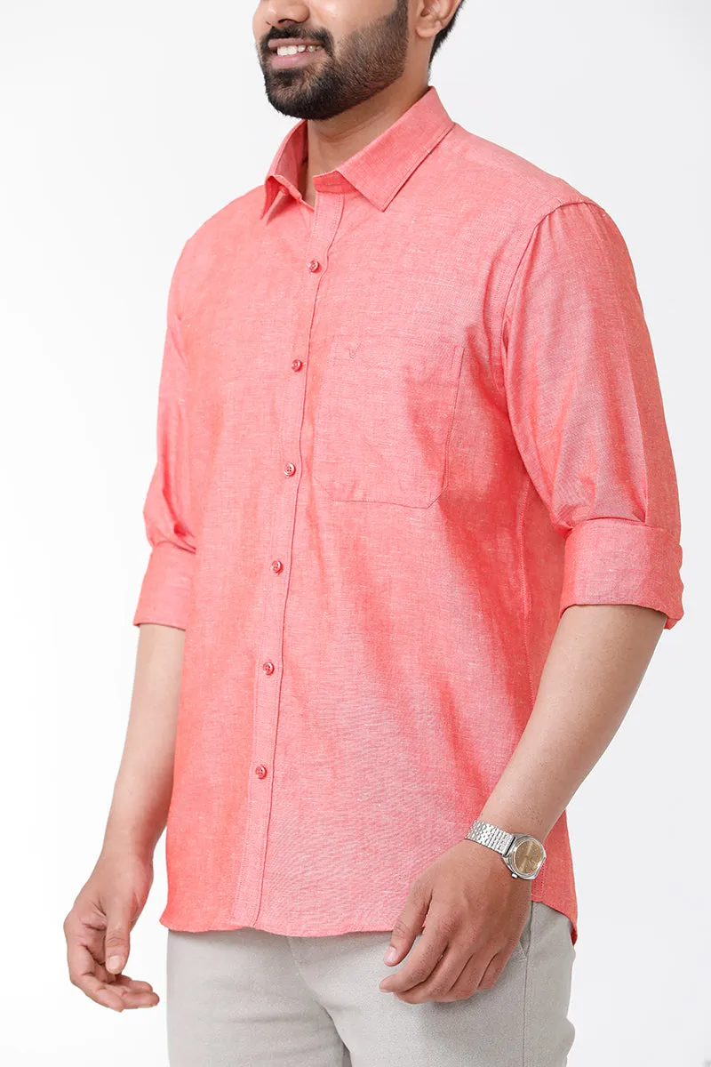 Linen Classic - Soft Red Formal Shirts for Mens | Uathayam