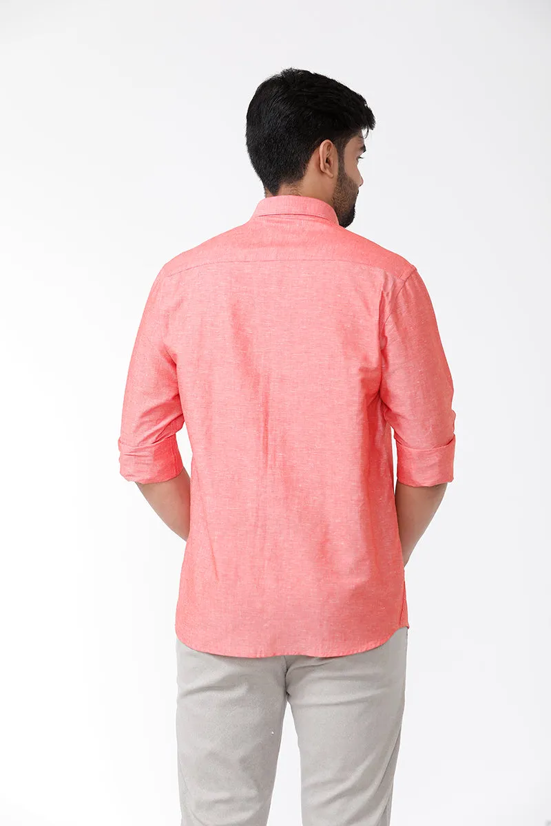 Linen Classic - Soft Red Formal Shirts for Mens | Uathayam