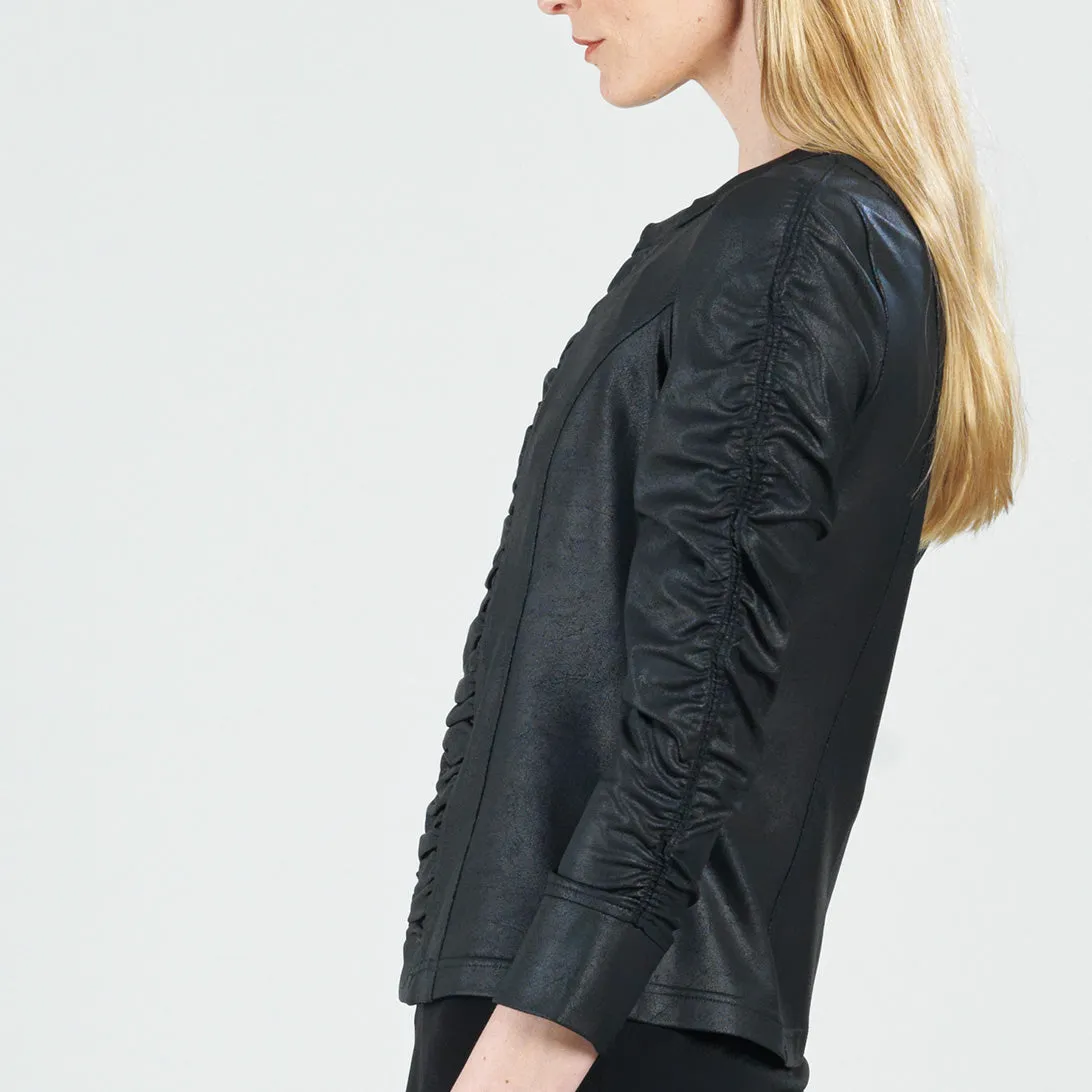 Liquid Leather™ Ruched Detail Jacket - Black