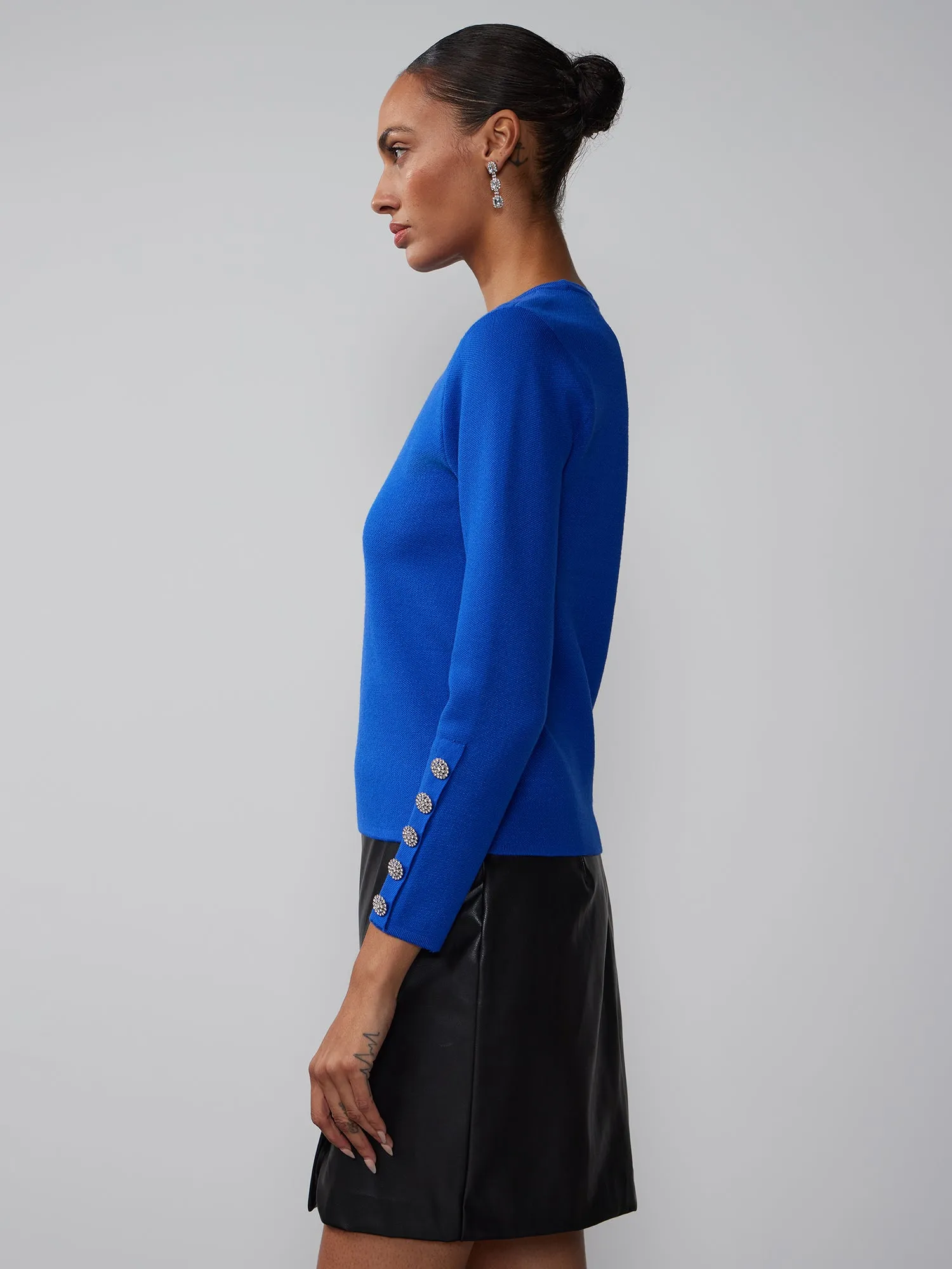 Long Sleeve Button Cuff Sweater