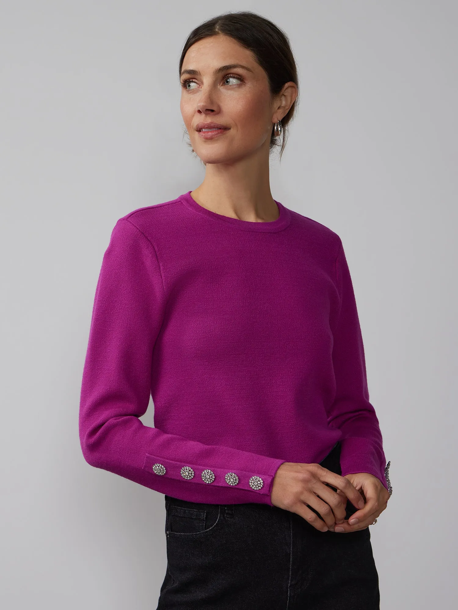 Long Sleeve Button Cuff Sweater