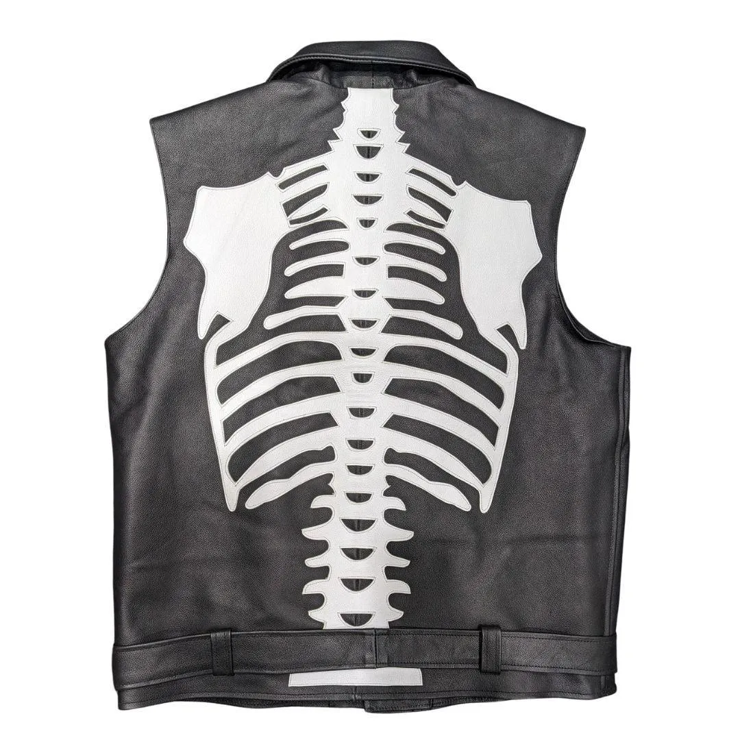 Mens White Skeleton Bones Jacket Style Vest