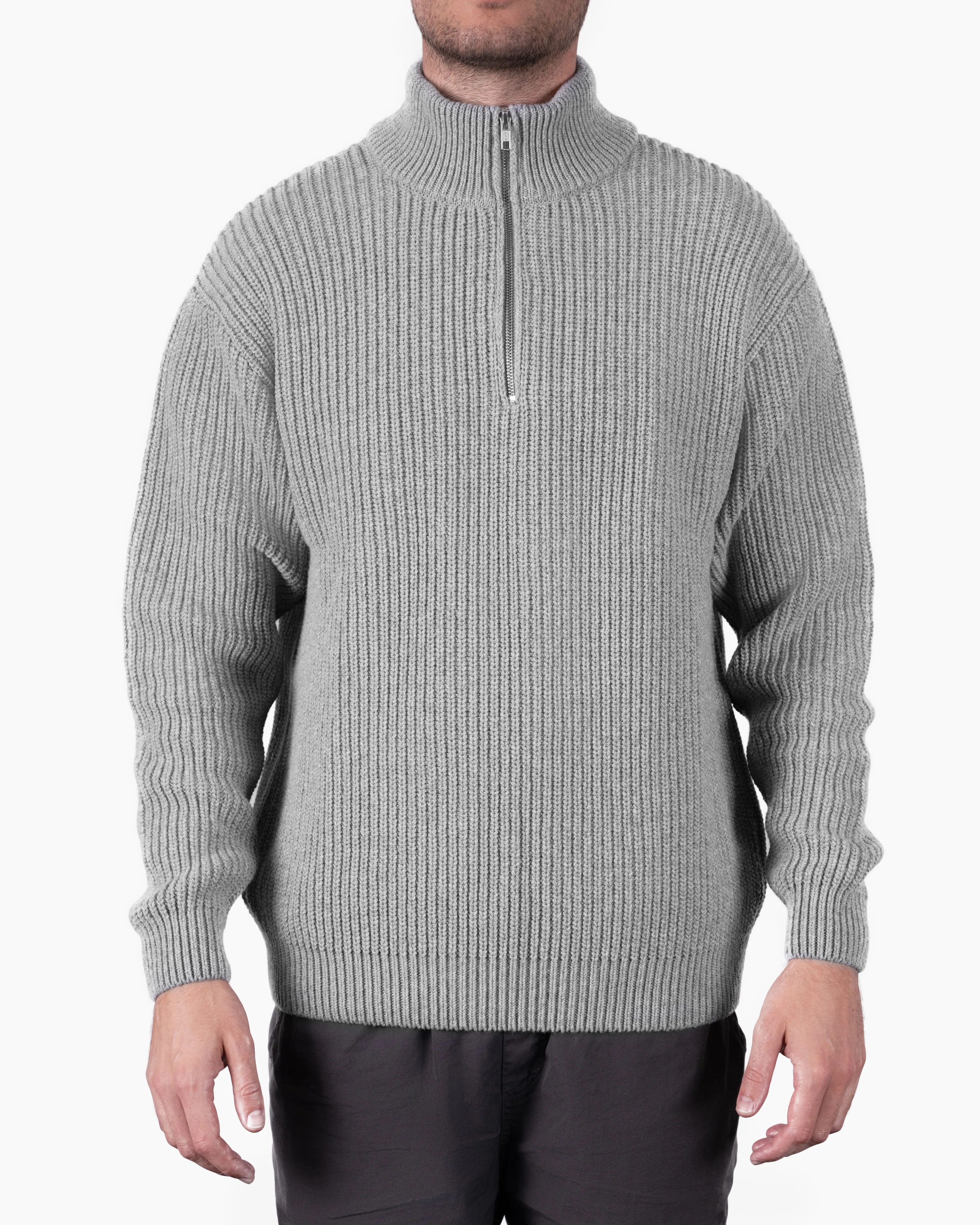 Merino Quarter Zip - Heather Grey