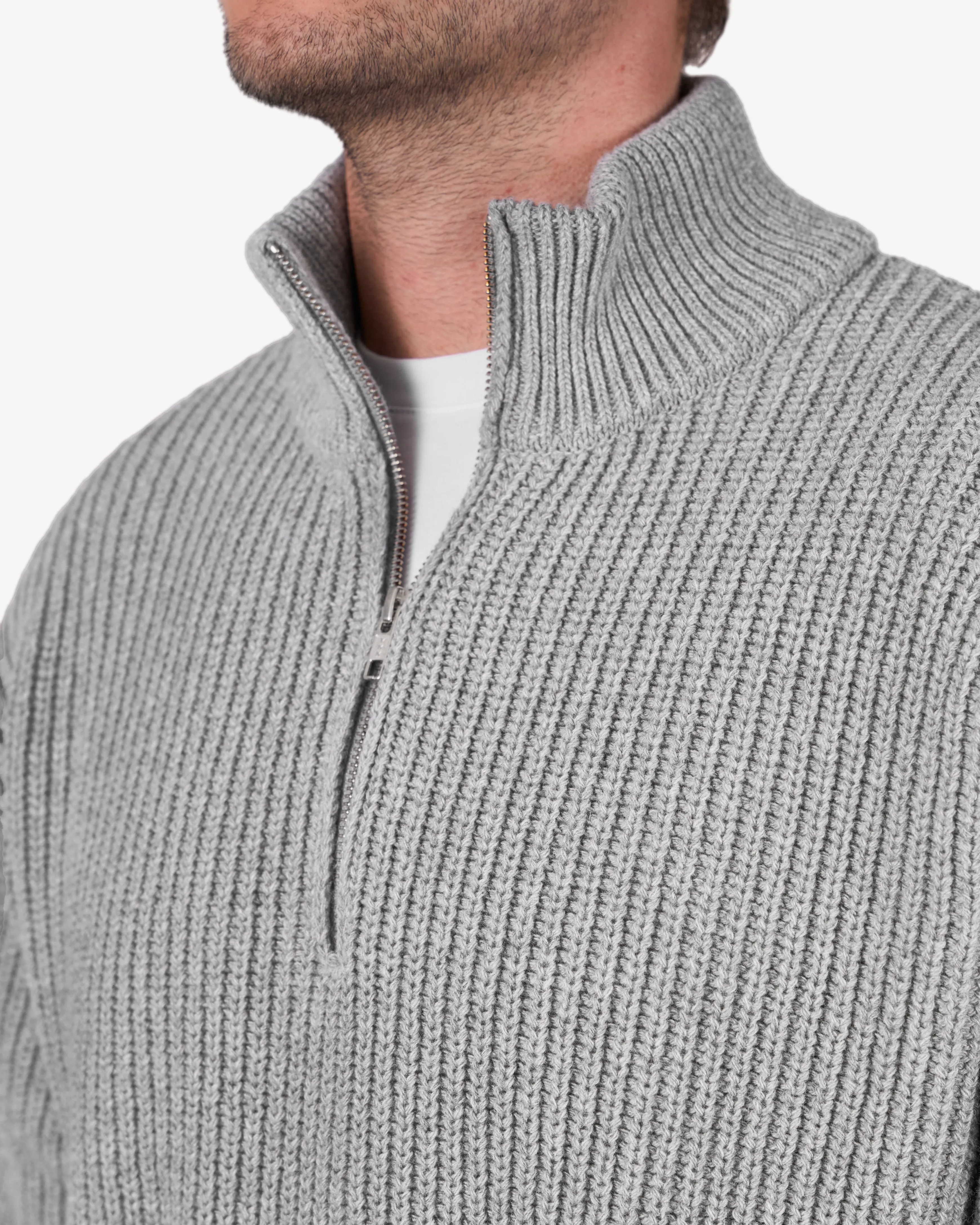 Merino Quarter Zip - Heather Grey