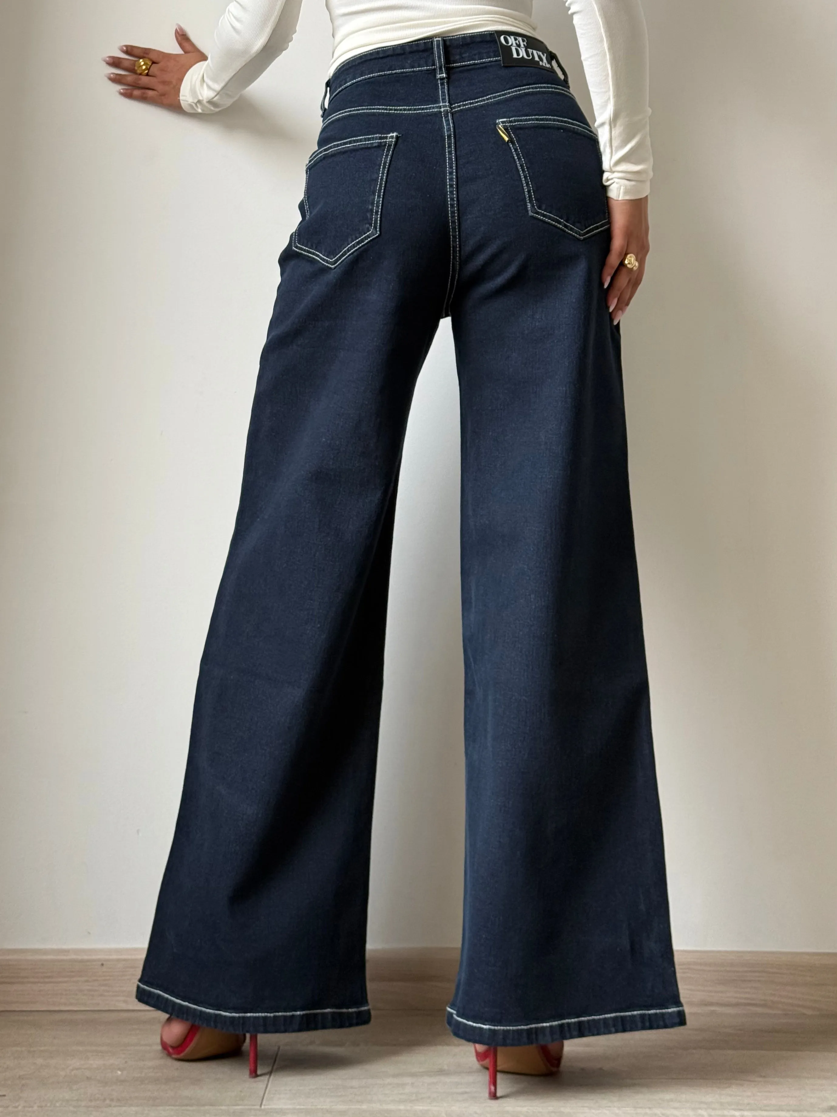 Midnight Indigo Baggy Wide Leg Jeans