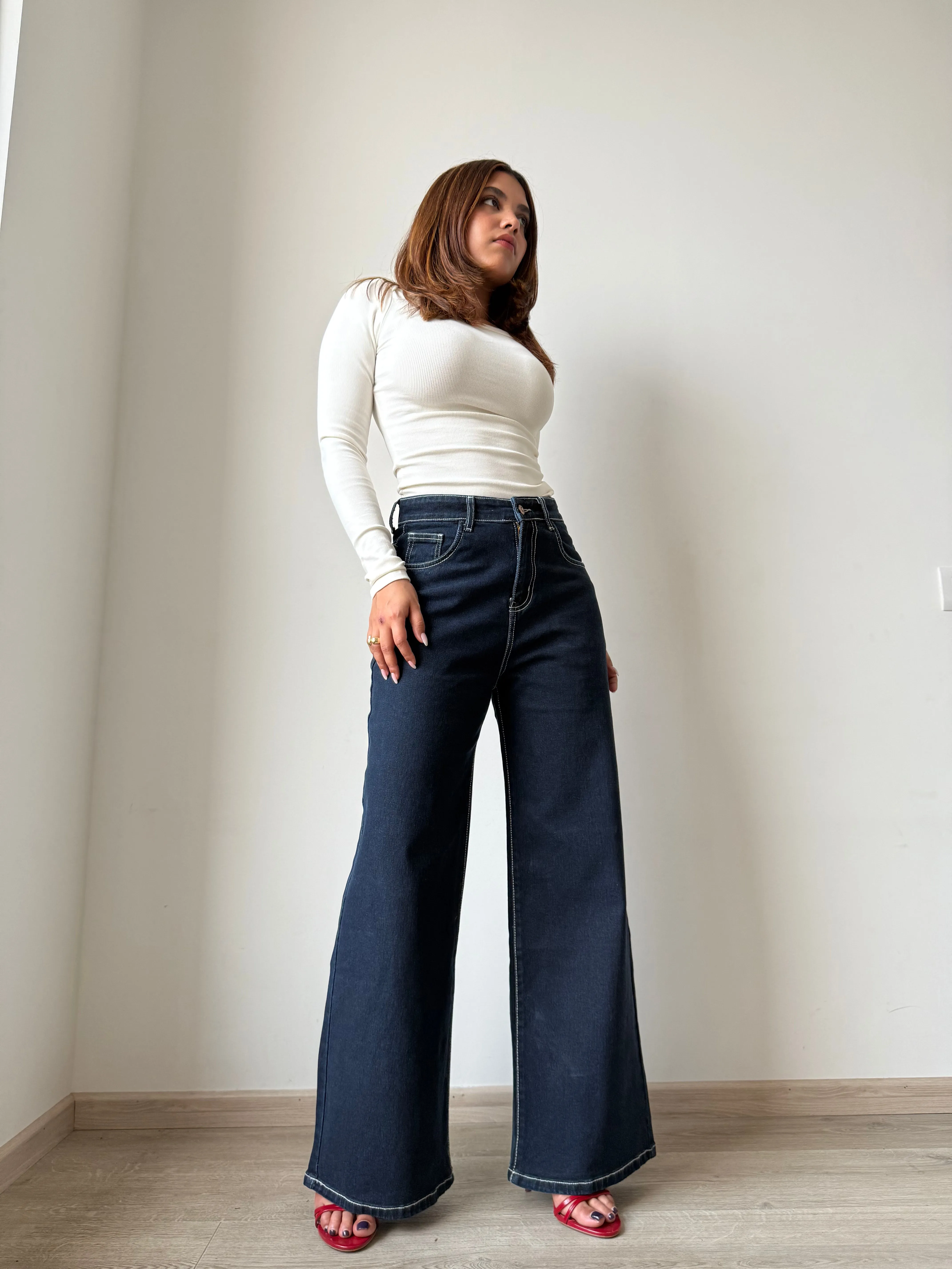 Midnight Indigo Baggy Wide Leg Jeans