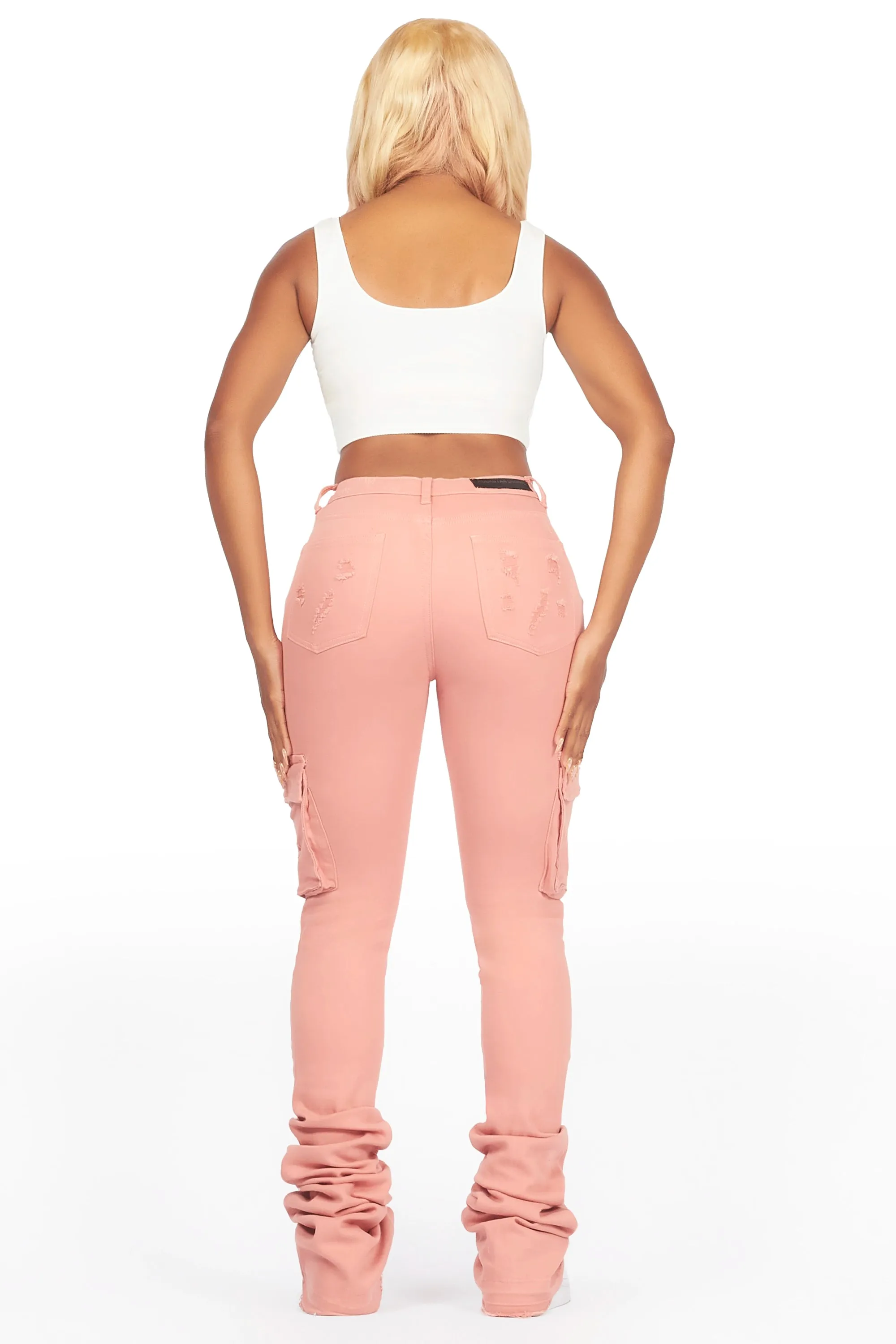 Noor Pink Cargo Super Stacked Jean