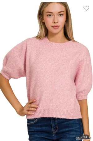 Pink Puff sleeve sweater