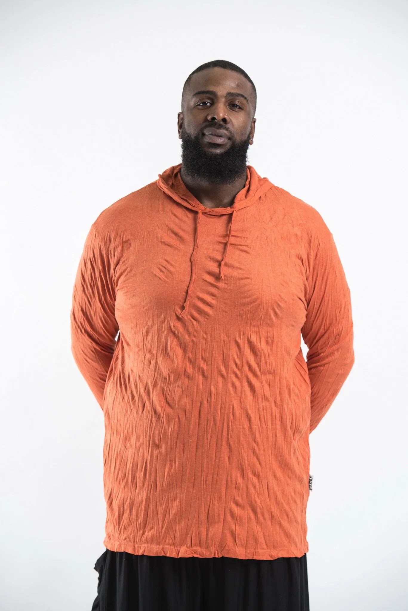 Plus Size Unisex Solid Color Hoodie in Orange