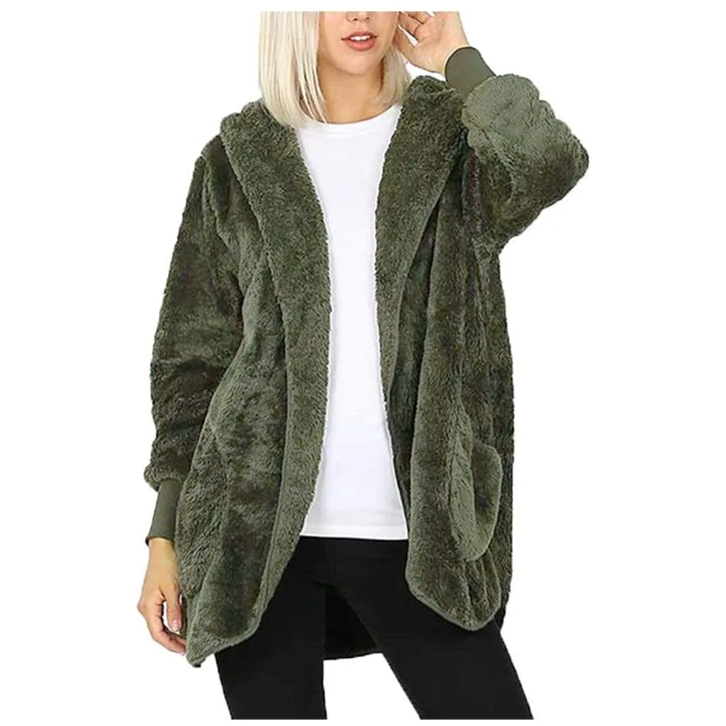 Plush Hooded Winter Jacket for Women