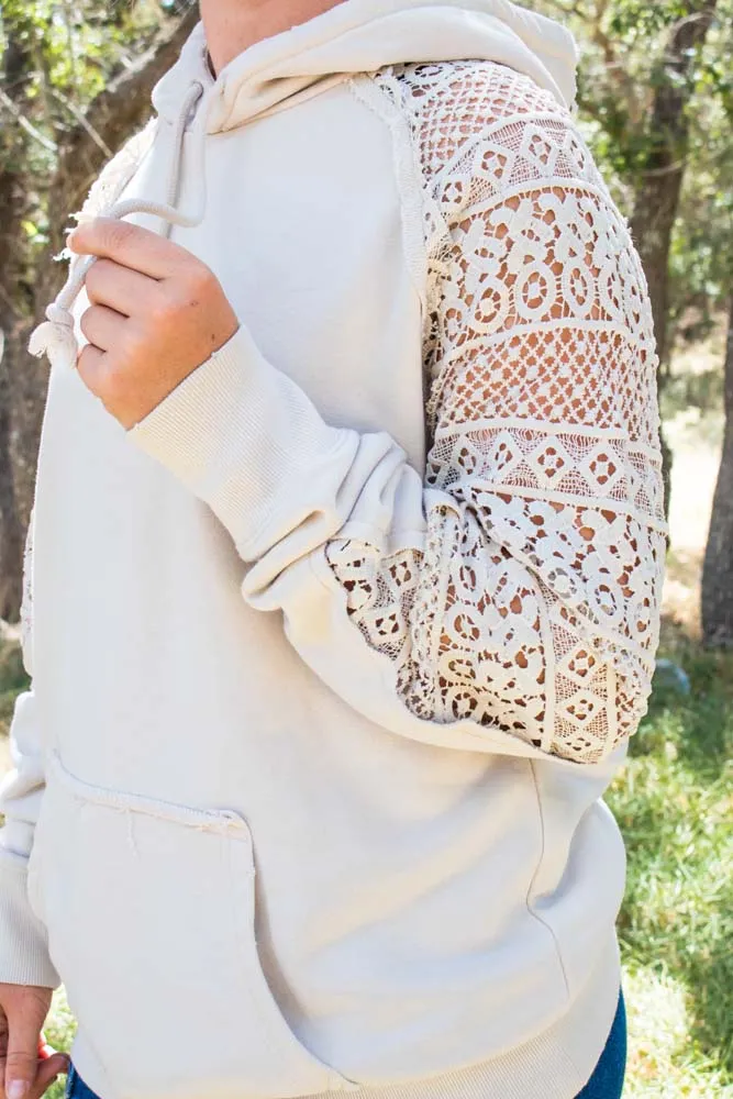 "Chaparral" Hoody Tan w/ Crochet Mesh