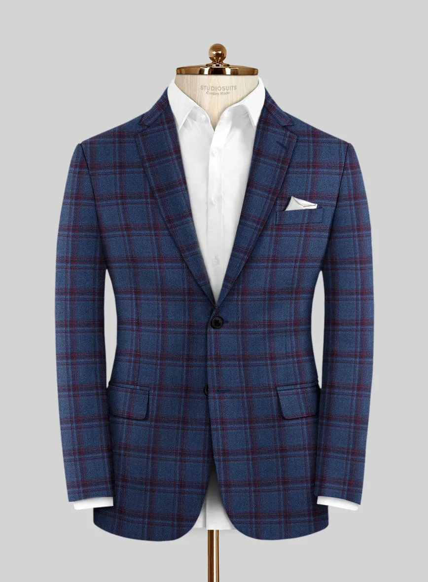 Reda Agodi Dark Blue Checks Wool Jacket